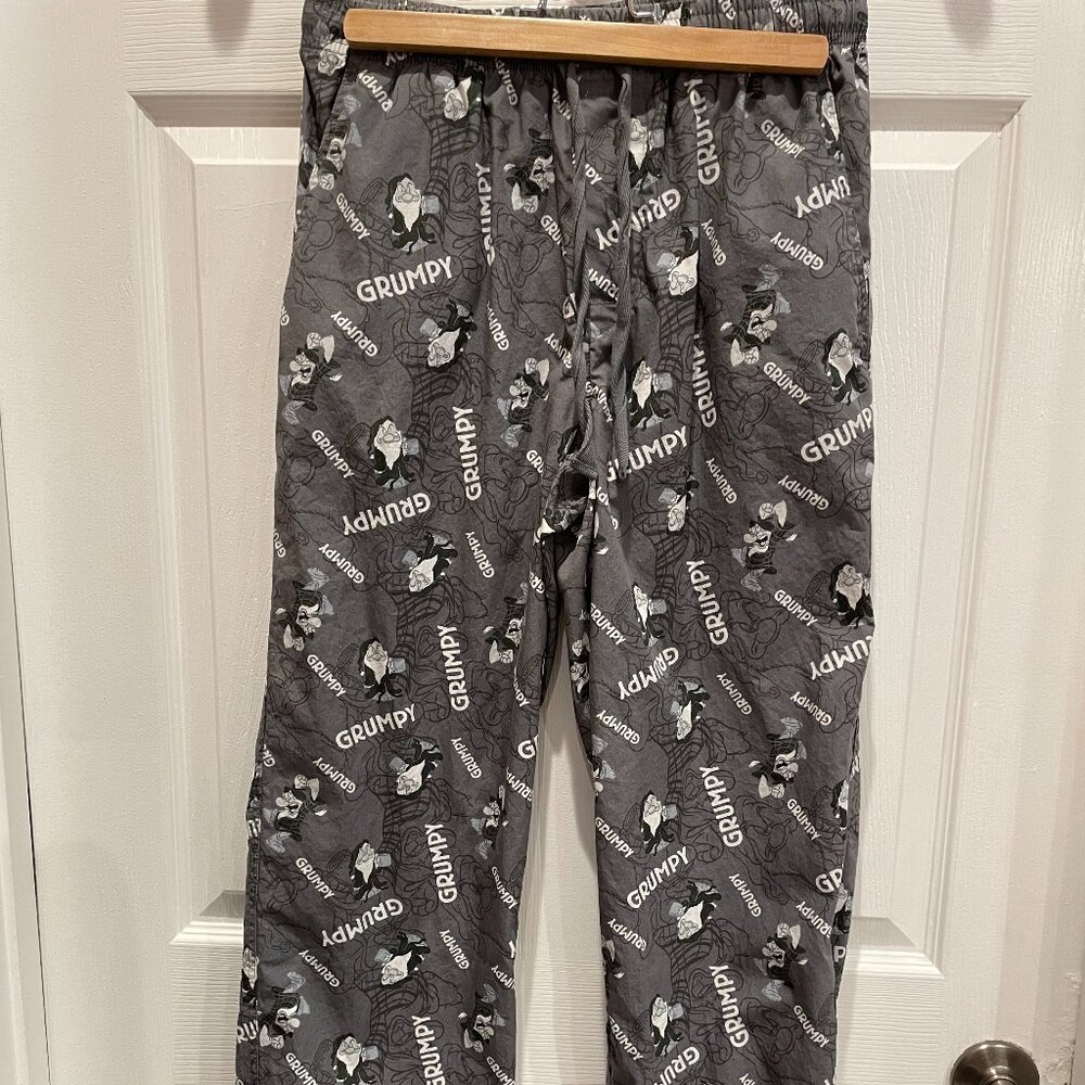 Disney GRUMPY pajama pants Men Sleep Pants SMALL GRUMPY DWARF SLEEPWEAR EUC